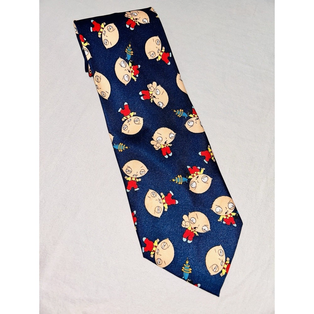 Family‎ Guy Stewie Necktie 60" Allover Print Navy Blue Polyester